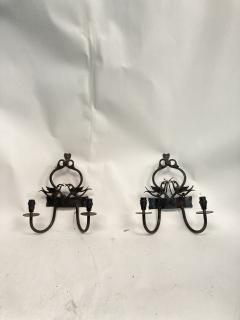 Pair of 1940s wrought iron sconces - 3312031