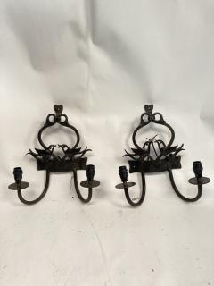 Pair of 1940s wrought iron sconces - 3312032