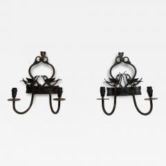 Pair of 1940s wrought iron sconces - 3315774