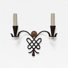 Pair of 1940s wrought iron wall lights France - 4116695