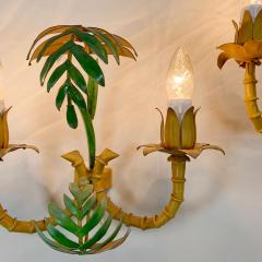 Pair of 1950 s Faux Bamboo Leaf Italian Wall Lights - 3407703