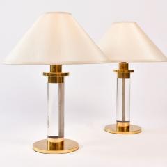 Pair of 1950s American Lucite and brass table lamps - 1094269
