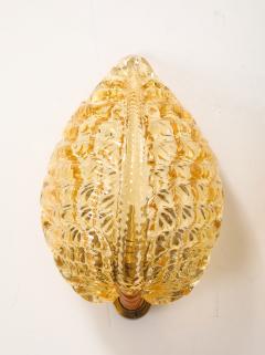 Pair of 1950s Golden Murano Glass Acanthus Leaf Sconces - 4697310