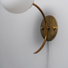 Pair of 1950s Italian Brass Sconces with Opaline Glass Globes - 4386756