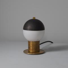 Pair of 1950s Italian Brass Table Lamps with Spherical Opaline Glass Shades - 4424003