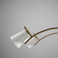 Pair of 1950s Italian Brass Wall Sconces with Opaline Glass Conical Shades - 4488068