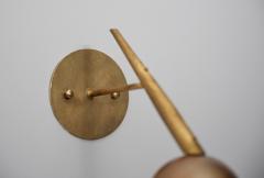 Pair of 1950s Italian Brass and Opaline Glass Globe Wall Sconces - 4423988