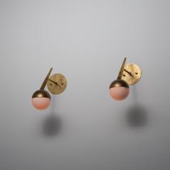 Pair of 1950s Italian Brass and Opaline Glass Globe Wall Sconces - 4423997