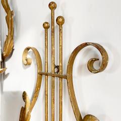 Pair of 1950s Italian Gilt Lyre Wall Lights - 3450341