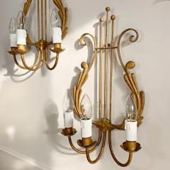 Pair of 1950s Italian Gilt Lyre Wall Lights - 3450342