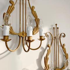 Pair of 1950s Italian Gilt Lyre Wall Lights - 3450343