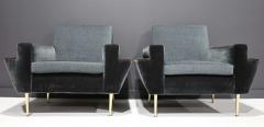 Pair of 1950s Italian Lounge Chairs in New Upholstery by Rubelli and Mokum - 1950756