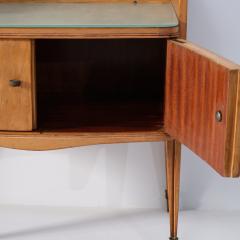 Pair of 1950s Italian Oak Bedside Tables with Gray Green Back Painted Glass Tops - 4409434