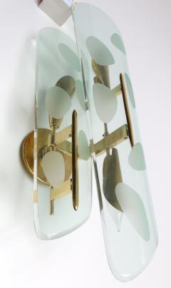 Pair of 1950s Italian Sconces with Etched Glass and Brass Frames - 307360