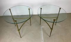 Pair of 1950s Italian Solid Brass and Tempered Glass End Tables - 451720