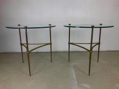 Pair of 1950s Italian Solid Brass and Tempered Glass End Tables - 451721