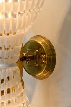 Pair of 1950s Murano glass and brass striped wall lights - 779302