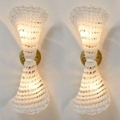Pair of 1950s Murano glass and brass striped wall lights - 779304