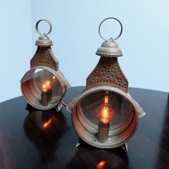 Pair of 1950s copper free standing lanterns France - 4316380