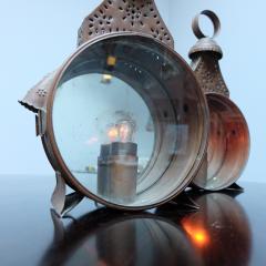 Pair of 1950s copper free standing lanterns France - 4316381