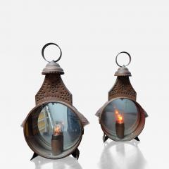Pair of 1950s copper free standing lanterns France - 4319663