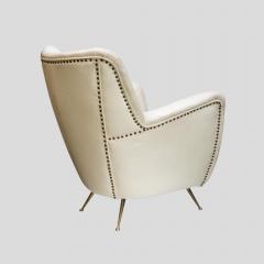 Pair of 1950s leather upholstered Italian design armchairs - 4442312