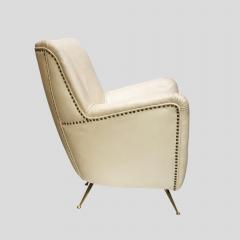 Pair of 1950s leather upholstered Italian design armchairs - 4442316