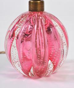 Pair of 1950s pink Murano ball lamps - 755783