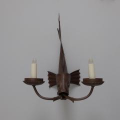 Pair of 1950s pressed iron fish lights - 4116368