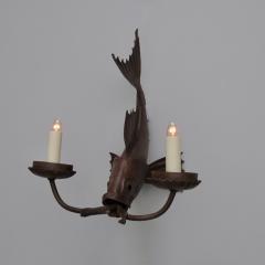 Pair of 1950s pressed iron fish lights - 4116369