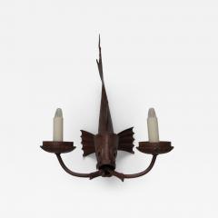 Pair of 1950s pressed iron fish lights - 4116700