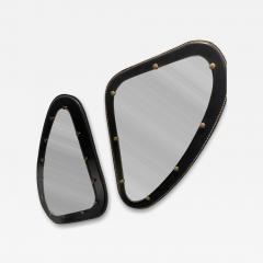 Pair of 1950s stitched leather wall mirror in the style of Jacques Adnet - 4681627