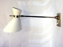 Pair of 1950s wall lights in brass with diabolo shades - 1939720