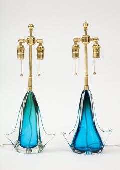 Pair of 1960s Blue Murano Glass Lamps  - 2903809