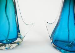 Pair of 1960s Blue Murano Glass Lamps  - 2903817