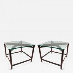 Pair of 1960s Brazilian Jacaranda Side Tables with Glass Top - 244701