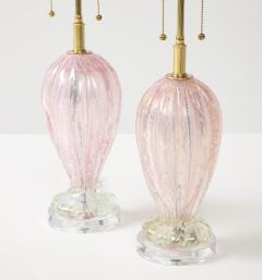Pair of 1960s Candy Pink Murano Glass Table lamps - 4768502