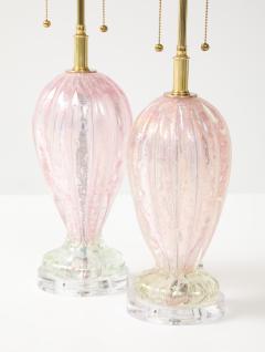 Pair of 1960s Candy Pink Murano Glass Table lamps - 4768506