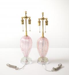 Pair of 1960s Candy Pink Murano Glass Table lamps - 4768510