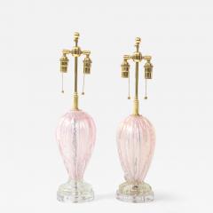 Pair of 1960s Candy Pink Murano Glass Table lamps - 4769050