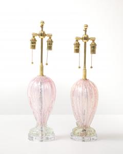 Pair of 1960s Candy Pink Murano Glass Table lamps - 4769054