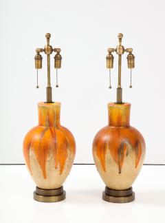 Pair of 1960s Drip Glazed Ceramic Lamps  - 2483538