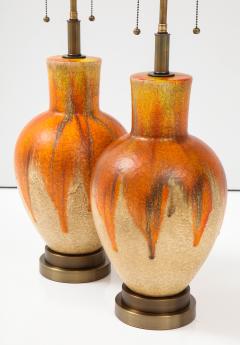 Pair of 1960s Drip Glazed Ceramic Lamps  - 2483541