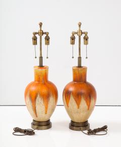 Pair of 1960s Drip Glazed Ceramic Lamps  - 2483547