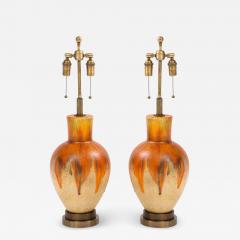 Pair of 1960s Drip Glazed Ceramic Lamps  - 2486210