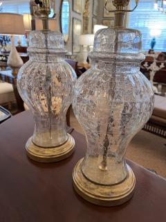 Pair of 1960s Ginger Jar Crackle glass Lamps - 3946198