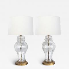 Pair of 1960s Ginger Jar Crackle glass Lamps - 3947923