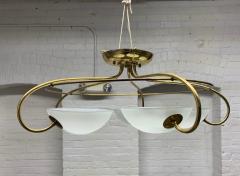 Pair of 1960s Italian Brass and Glass Light Fixtures Chandeliers - 1016099