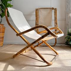 Pair of 1960s Italian Folding Bamboo Deck Chairs - 3608121