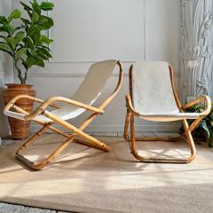 Pair of 1960s Italian Folding Bamboo Deck Chairs - 3608122